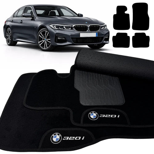 TAPETES CARPETE PRETO BMW 320i 2012 A 2019 4 PEÇAS
