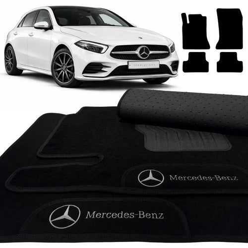 TAPETES CARPETE PRETO MERCEDES BENZ A200 2013 A 2018 4 PEÇAS