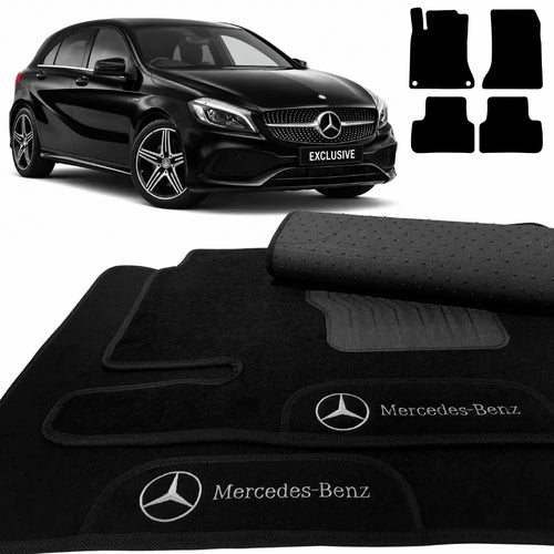 TAPETES CARPETE PRETO MERCEDES BENZ A250 2013 A 2018 4 PEÇAS