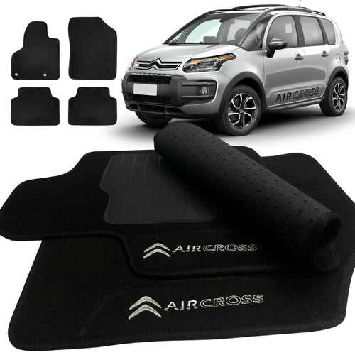 TAPETE CARPETE CITROEN AIRCROSS 2010 A 2020 PRETO 4 PEÇAS