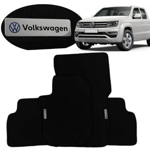 TAPETE BORRACHA TAG INOX AMAROK 2010 A 2024 3 PEÇAS