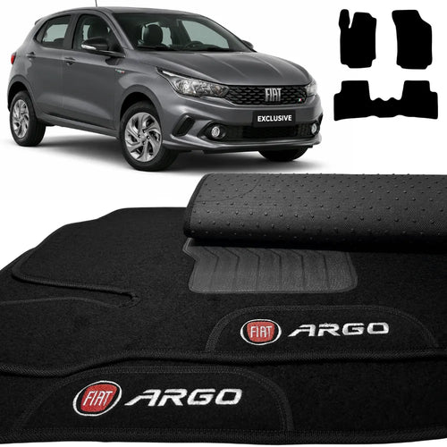 TAPETES CARPETE PRETO FIAT ARGO 2017 A 2024 3 PEÇAS