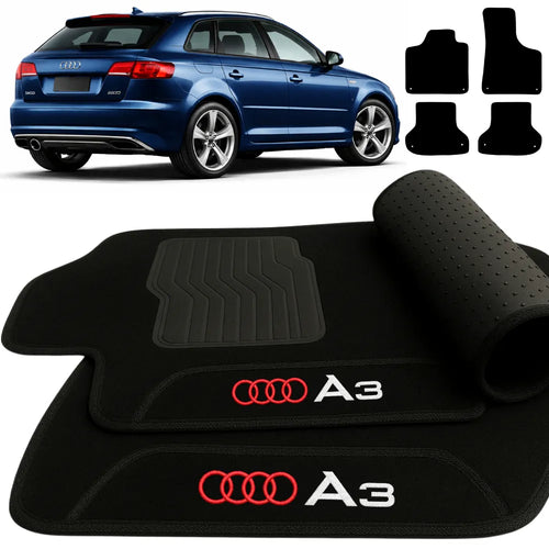 TAPETES CARPETE PRETO AUDI A3 2007 A 2012 4 PEÇAS