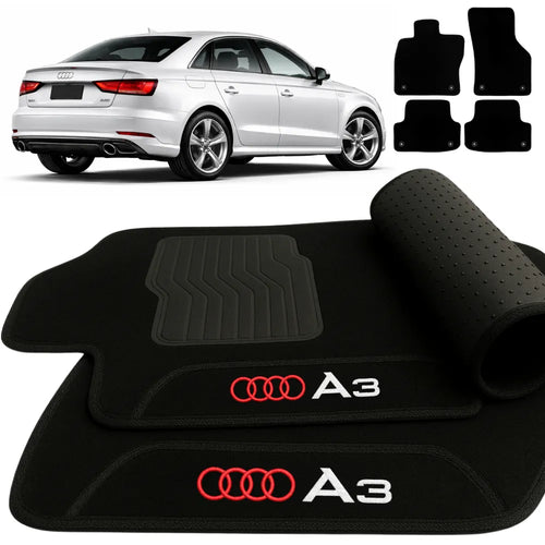 TAPETES CARPETE PRETO AUDI A3 SEDAN 2012 A 2020 4 PEÇAS
