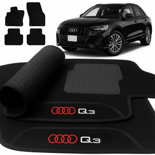 TAPETES CARPETE PRETO AUDI Q3 2019 A 2022 4 PEÇAS