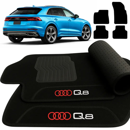 TAPETES CARPETE PRETO AUDI Q8 2018 A 2024 4 PEÇAS