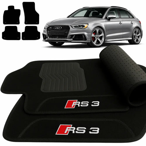TAPETES CARPETE PRETO AUDI RS3 SPORTBACK 2013 A 2019 4 PEÇAS