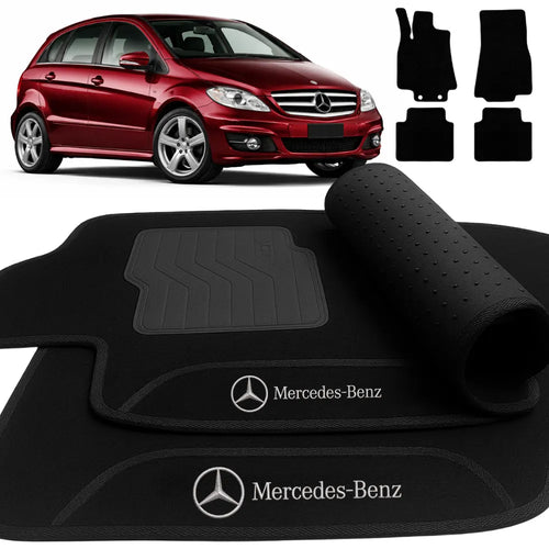 TAPETES CARPETE PRETO MERCEDES B200 W245 2005 A 2011 4 PEÇAS