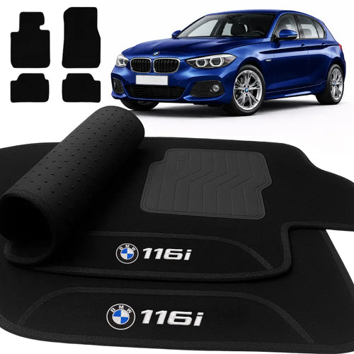 TAPETES CARPETE PRETO BMW 116i 2013 A 2019 4 PEÇAS