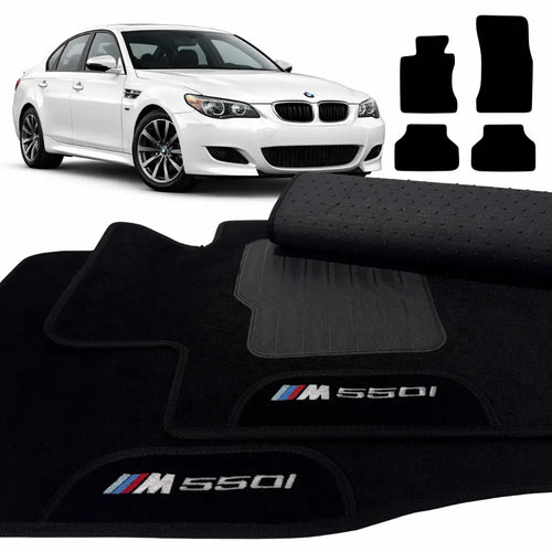 TAPETES CARPETE PRETO BMW 550I SÉRIE M5 2003 A 2010 4 PEÇAS