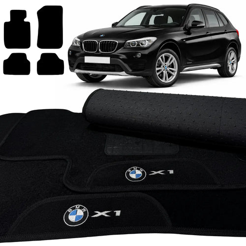 TAPETES CARPETE PRETO BMW X1 2010 A 2015 4 PEÇAS