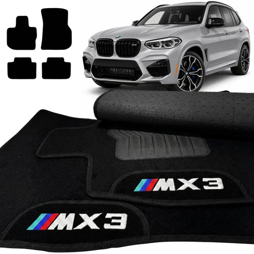 TAPETES CARPETE PRETO BMW X3 M SPORT 2019 A 2020 4 PEÇAS
