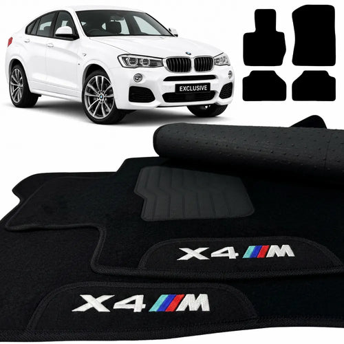 TAPETES CARPETE PRETO BMW X4 M SPORT 2014 A 2018 4 PEÇAS