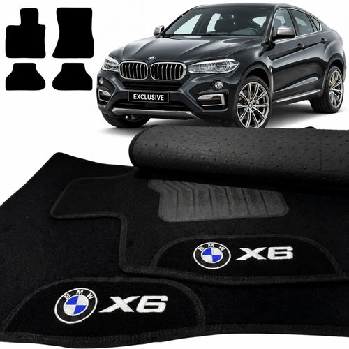 TAPETES CARPETE PRETO BMW X6 2015 A 2019 4 PEÇAS