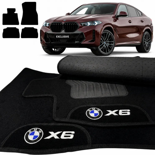 TAPETES CARPETE PRETO BMW X6 2020 A 2025 4 PEÇAS