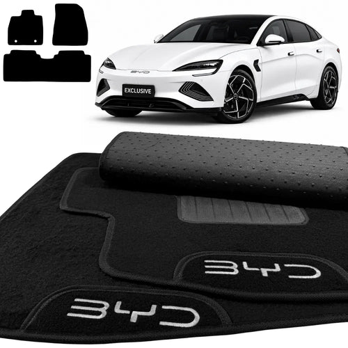 TAPETES CARPETE PRETO BYD SEAL 2022 A 2024 3 PEÇAS
