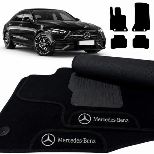 TAPETES CARPETE PRETO MERCEDES CLASSE C C200 C300 HIBRIDO 2022 A 2025 4 PECAS