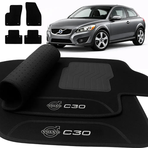 TAPETES CARPETE PRETO VOLVO C30 2007 A 2013 4 PEÇAS