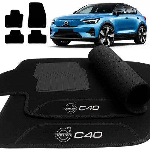 TAPETES CARPETE PRETO VOLVO C40 2023 A 2025 4 PEÇAS