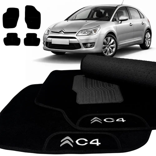 TAPETES CARPETE PRETO CITROEN C4 HATCH 2009 A 2011 4 PEÇAS