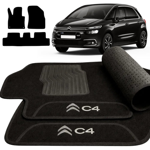 TAPETE CARPETE PRETO C4 PICASSO 2015 A 2020 3 PEÇAS