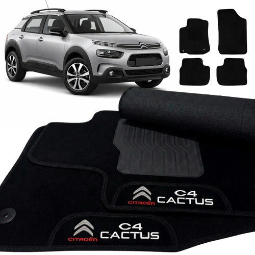 TAPETES CARPETE PRETO C4 CACTUS 2018 A 2021 4 PEÇAS