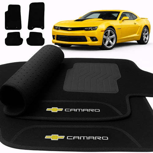 TAPETES CARPETE PRETO CAMARO SS 2010 A 2015 4 PEÇAS