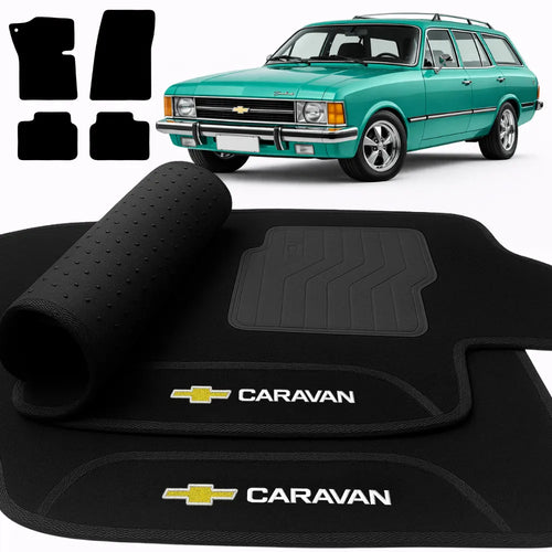 TAPETES CARPETE PRETO CARAVAN 1975 A 1979 4 PEÇAS