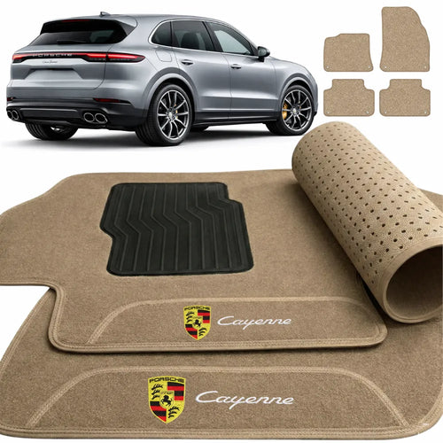 TAPETE CARPETE BEGE CAYENNE 2019 A 2024 4 PEÇAS