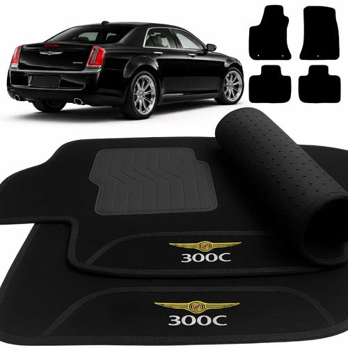 TAPETES CARPETE PRETO CHRYSLER 300C 2004 A 2015 4 PEÇAS