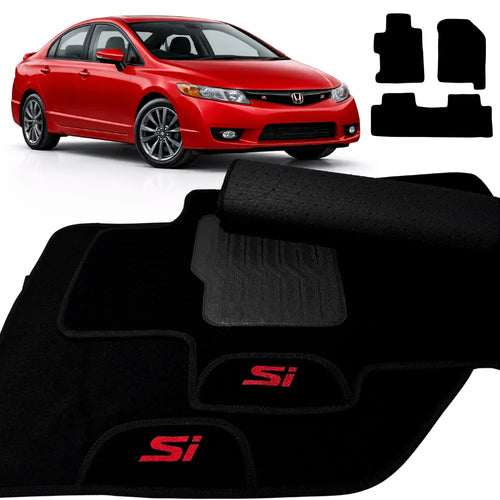 TAPETES CARPETE PRETO CIVIC SI 2012 A 2015 3 PEÇAS