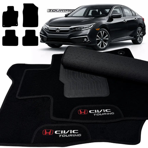 TAPETES CARPETE PRETO CIVIC G10 TOURING 2017 A 2021 4 PEÇAS