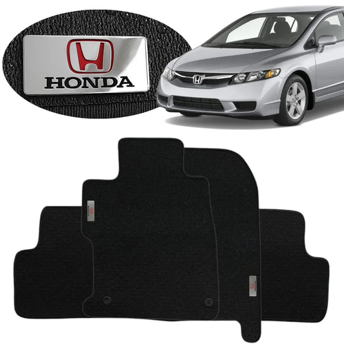 TAPETE BORRACHA TAG INOX CIVIC 2007 A 2011 3 PEÇAS