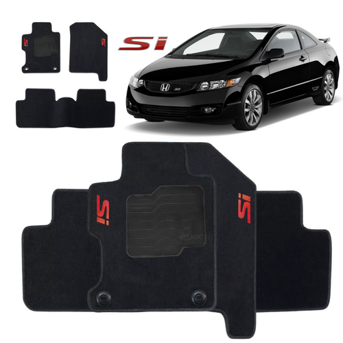 TAPETE CARPETE CIVIC SI 2007 A 2011 PRETO 3 PEÇAS