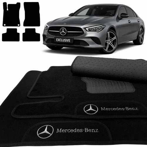 TAPETES CARPETE PRETO MERCEDES BENZ CLA 200 AMG 2020 A 2025 4 PEÇAS