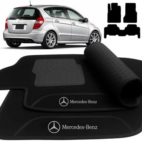 TAPETES CARPETE PRETO MERCEDES CLASSE A 1999 A 2005 3 PEÇAS