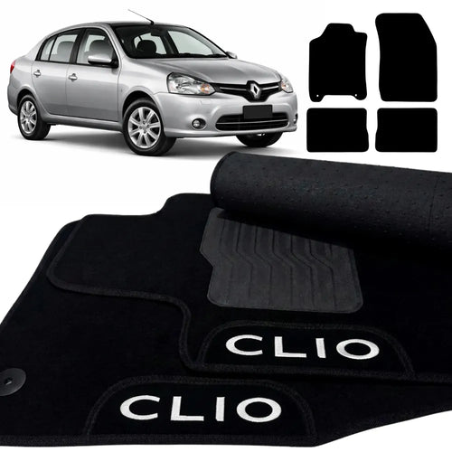 TAPETES CARPETE PRETO CLIO SEDAN 1996 A 2015 4 PEÇAS
