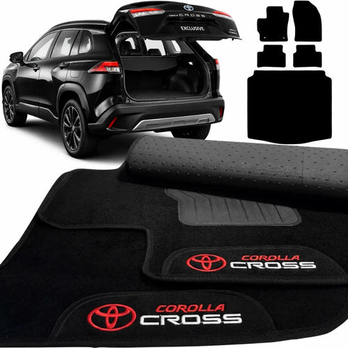 KIT TAPETES CARPETE INTERNOS + PORTA-MALAS COROLLA CROSS 2021 A 2025 5 PEÇAS