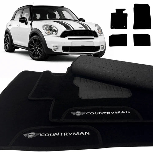 TAPETES CARPETE PRETO MINI COUNTRYMAN R60 2010 A 2016 4 PEÇAS