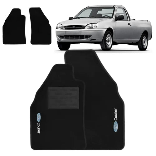 TAPETE CARPETE FORD COURIER 1997 A 2013 PRETO 2 PEÇAS (CABINE SIMPLES)