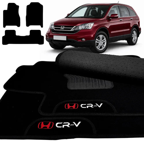 TAPETES CARPETE PRETO HONDA CR-V 2007 A 2011 3 PEÇAS