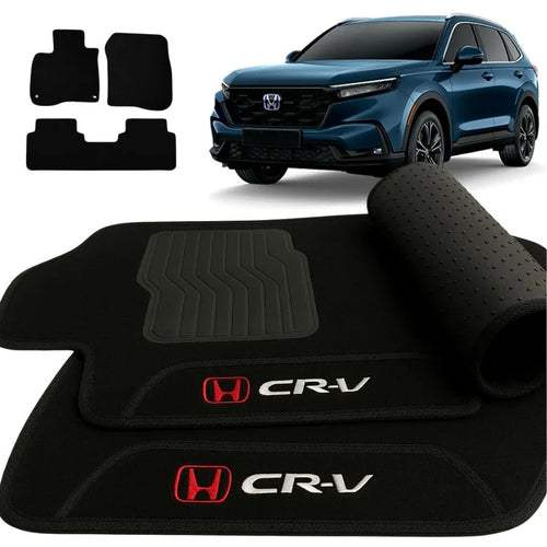 TAPETE CARPETE HONDA CR-V 2019 A 2024 PRETO 3 PEÇAS