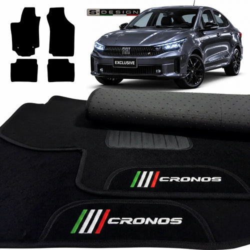 TAPETES CARPETE PRETO FIAT CRONOS S-DESIGN 2020 A 2025 4 PEÇAS