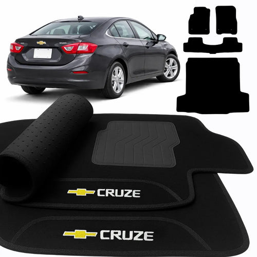 KIT TAPETES CARPETE PRETO INTERNOS + PORTA-MALAS CRUZE 2011 A 2016