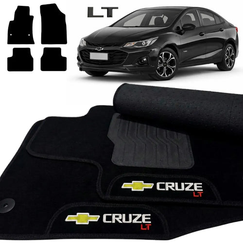 TAPETES CARPETE PRETO CRUZE LT 2020 A 2023 4 PEÇAS
