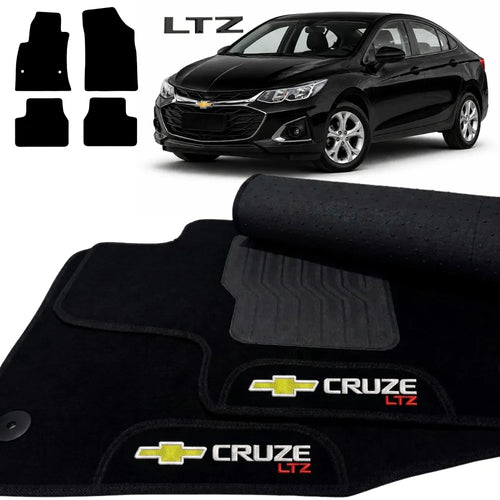 TAPETES CARPETE PRETO CRUZE LTZ 2020 A 2023 4 PEÇAS