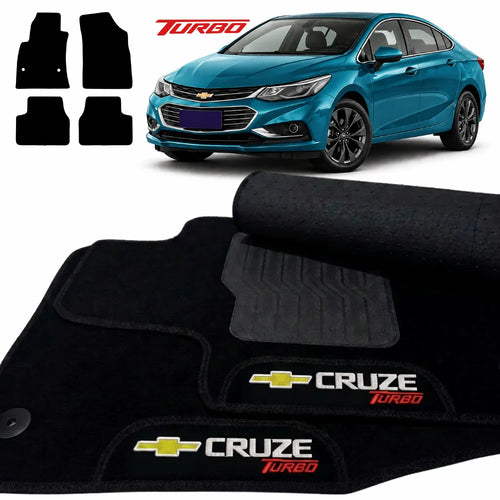TAPETES CARPETE PRETO CRUZE TURBO 2017 A 2019 4 PEÇAS