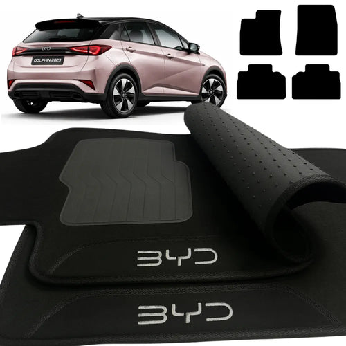 TAPETES CARPETE PRETO BYD DOLPHIN 2023 A 2024 4 PEÇAS