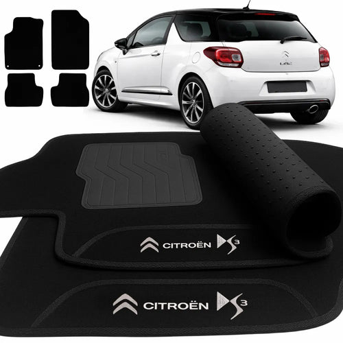 TAPETES CARPETE PRETO CITROEN DS3 2009 À 2016 4 PEÇAS