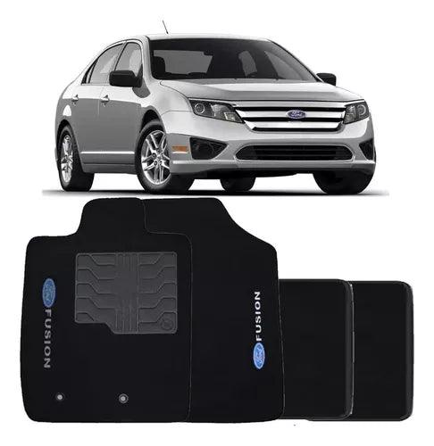 TAPETE CARPETE FORD FUSION 2005 A 2012 PRETO BORDADO 4 PEÇAS